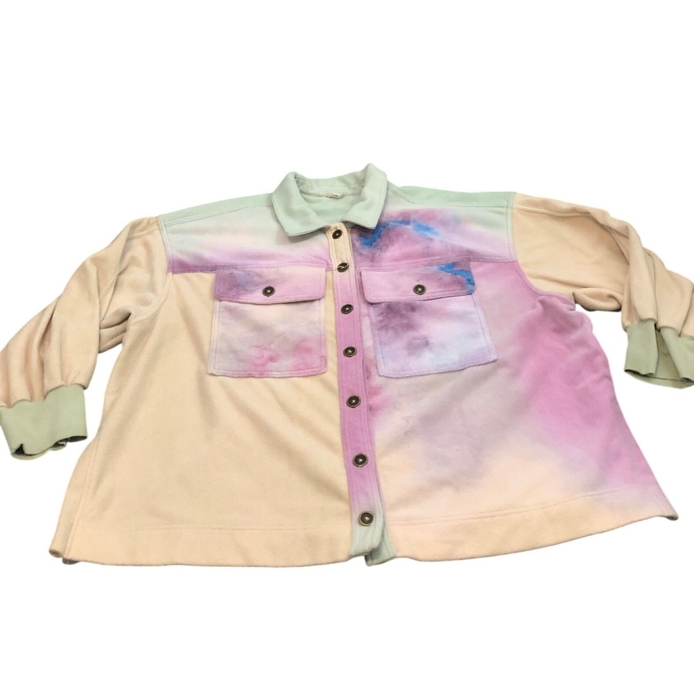 $148 Anthropologie Pilcro Cotton Microfleece Button-Front Jacket Womens 1X